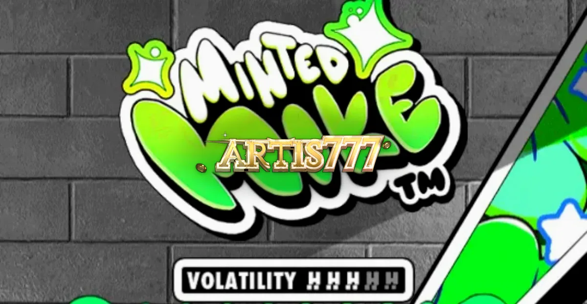 Tampilan visual slot Minted Mike dengan estetika grafiti dan neon.